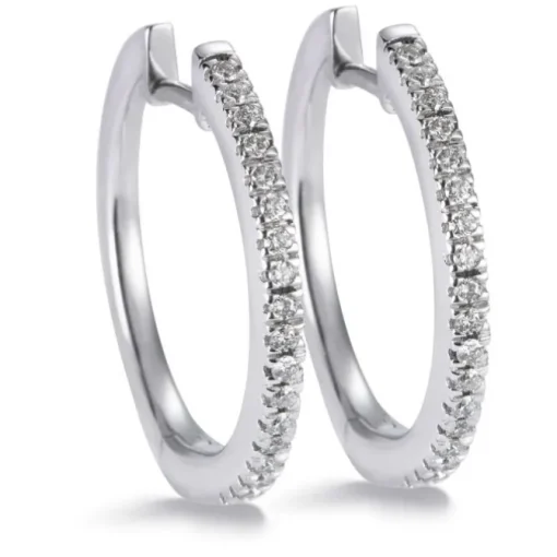 Aros medianos de oro blanco con diamantes talla brillante