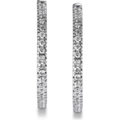 Aros medianos de oro blanco con diamantes talla brillante
