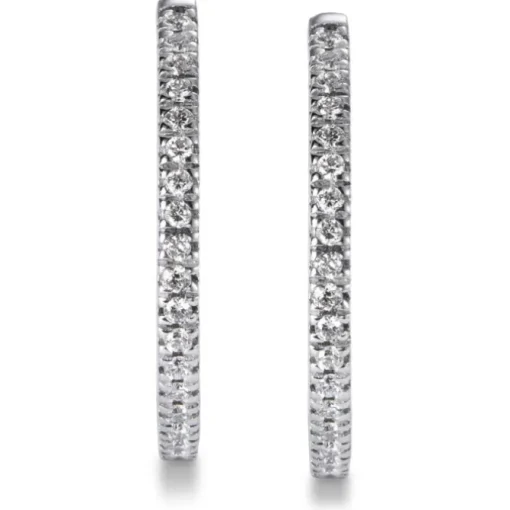 Aros medianos de oro blanco con diamantes talla brillante