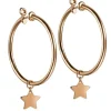 Aros medianos "Magic Stars" de oro rosa con charm de estrella