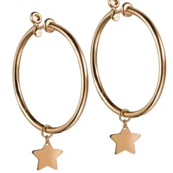Aros medianos "Magic Stars" de oro rosa con charm de estrella