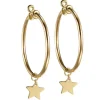 Aros medianos "Magic Stars" de oro amarillo con charm de estrella
