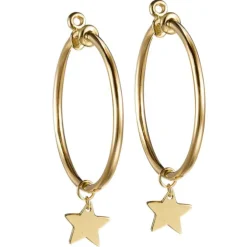 Aros medianos "Magic Stars" de oro amarillo con charm de estrella