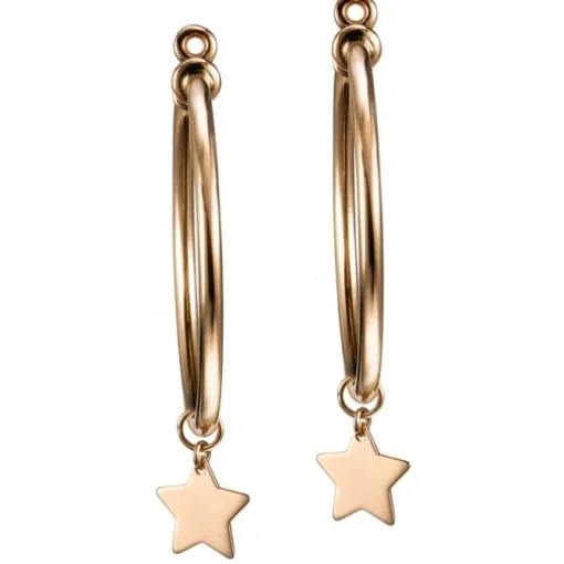 Aros medianos "Magic Stars" de oro rosa con charm de estrella