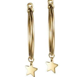 Aros medianos "Magic Stars" de oro amarillo con charm de estrella