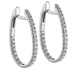 Aros ovales de oro blanco con diamantes