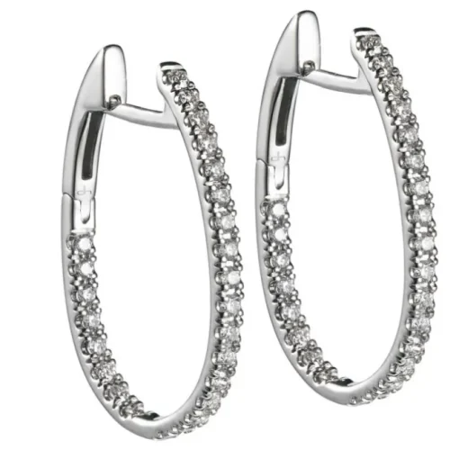 Aros ovales de oro blanco con diamantes