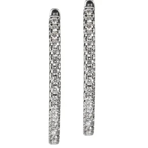 Aros ovales de oro blanco con diamantes