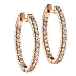 Aros ovales de oro rosa con diamantes
