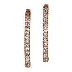 Aros ovales de oro rosa con diamantes