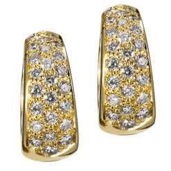 Aros pequeños de oro amarillo con pavé de diamantes