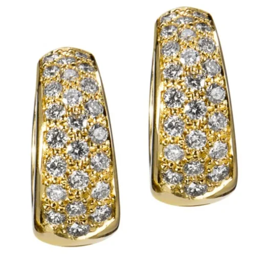 Aros pequeños de oro amarillo con pavé de diamantes