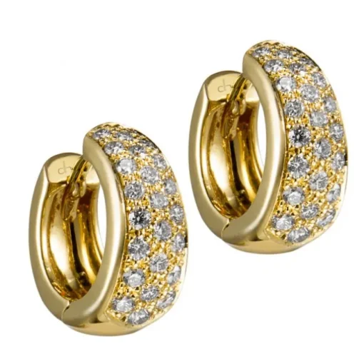 Aros pequeños de oro amarillo con pavé de diamantes