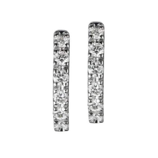 Aros pequeños de oro blanco con diamantes