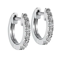 Aros pequeños de oro blanco con diamantes