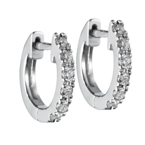 Aros pequeños de oro blanco con diamantes