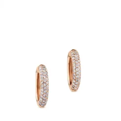 Aros pequeños de oro rosa con pavé de diamantes