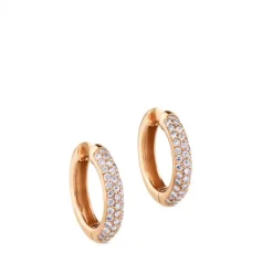 Aros pequeños de oro rosa con pavé de diamantes
