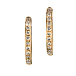 Aros pequeños ovales de oro blanco con pavé de diamantes
