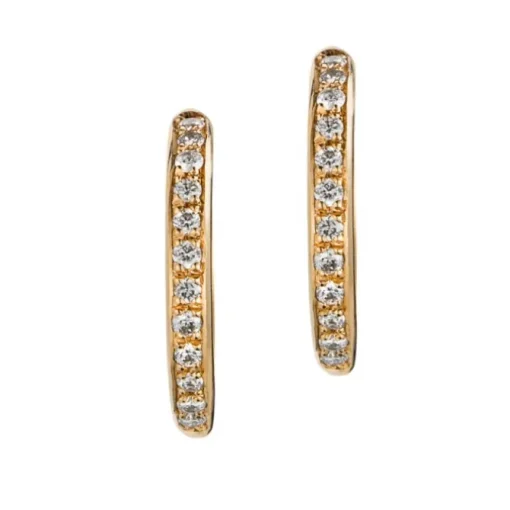 Aros pequeños ovales de oro blanco con pavé de diamantes