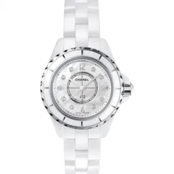 Chanel J12 ceramica blanca, acero, diamantes y esfera nacar