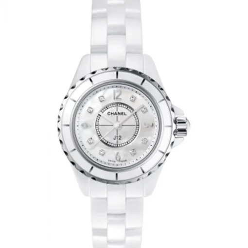Chanel J12 ceramica blanca, acero, diamantes y esfera nacar