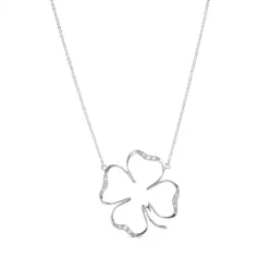 Colgante cLOVEr de oro blanco con diamantes 30 mm