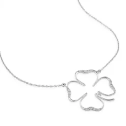 Colgante cLOVEr de oro blanco con diamantes 30 mm