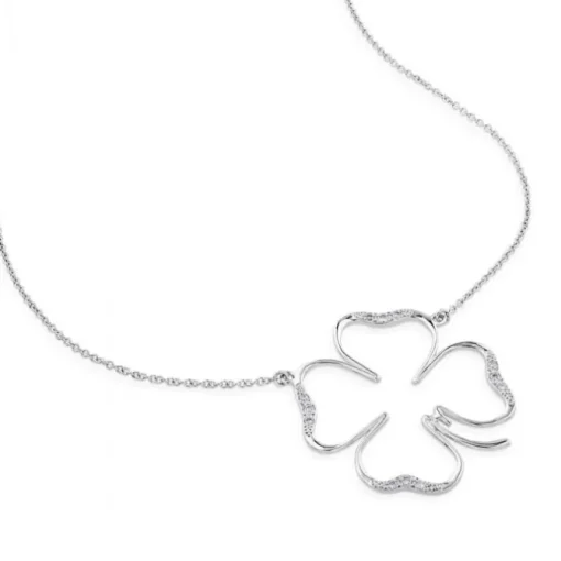 Colgante cLOVEr de oro blanco con diamantes 30 mm