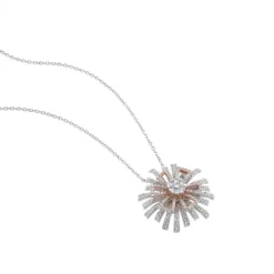 Colgante copo de nieve "Hypnose" de oro blanco y oro rosa con diamantes
