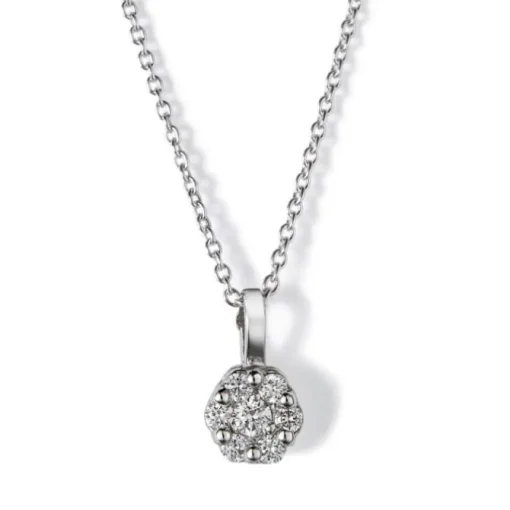 Colgante de oro blanco con diamantes y engaste invisible 0.12 quilates
