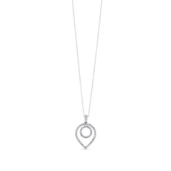 Colgante de oro blanco con diamantes estilo pera
