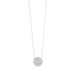 Colgante de oro blanco con flor de diamantes  