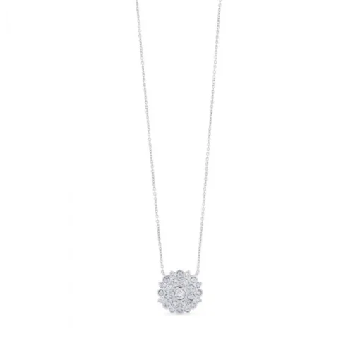 Colgante de oro blanco con flor de diamantes  