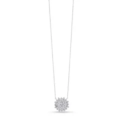 Colgante de oro blanco con flor de diamantes
