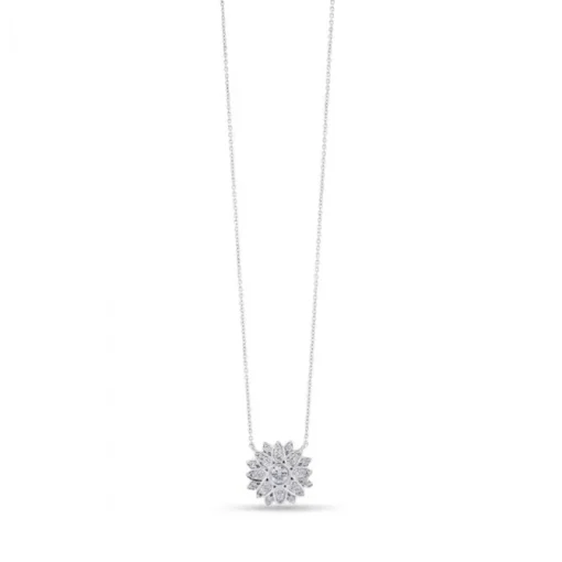 Colgante de oro blanco con flor de diamantes