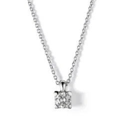 Colgante de oro blanco con diamante en 4 garras 0.23 quilates