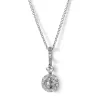 Colgante de oro blanco con diamante talla brillante y orla de diamantes