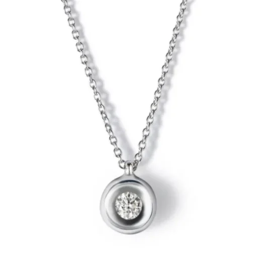 Colgante de oro blanco con diamante en chatón 0.09 quilates