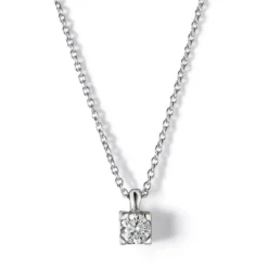 Colgante de oro blanco con diamante en 4 garras 0.15 quilates