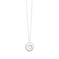 Colgante de oro blanco con círculos de pavé de diamantes