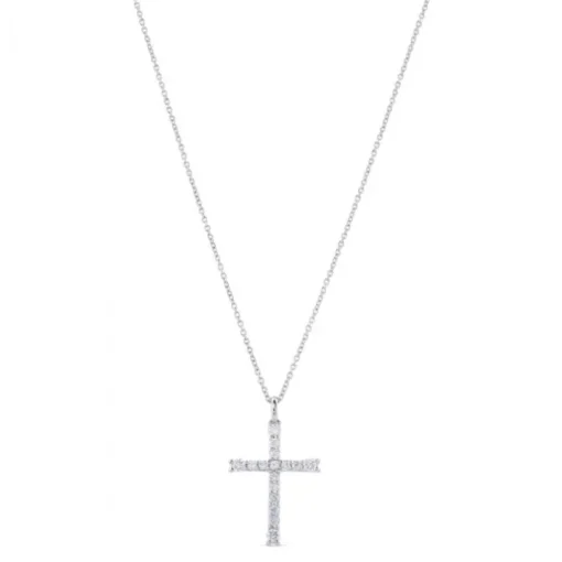 Colgante de oro blanco con cruz de diamantes de 0,18 quilates