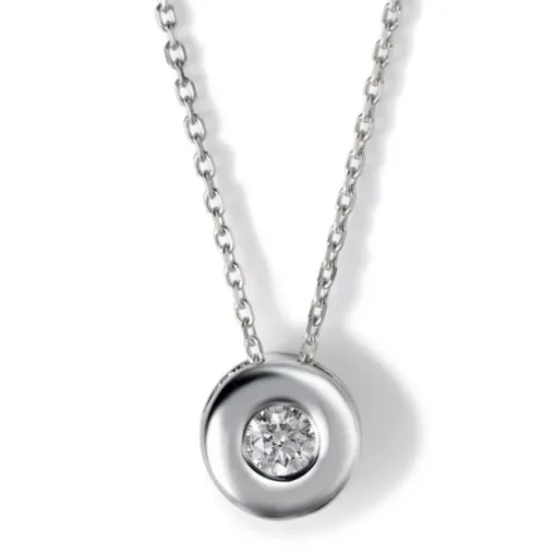 Colgante de oro blanco con diamante en chatón de 0.09 quilates