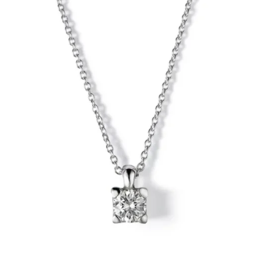 Colgante de oro blanco con diamante en 4 garras 0.23 quilates