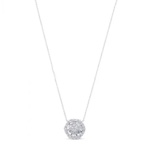 Colgante de oro blanco con circulo de pavé de diamantes de 0,65 quilates
