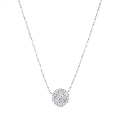 Colgante de oro blanco con círculo de pavé de diamantes
