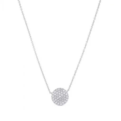 Colgante de oro blanco con círculo de pavé de diamantes