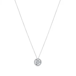 Colgante de oro blanco con círculo y orla de pavé de diamantes