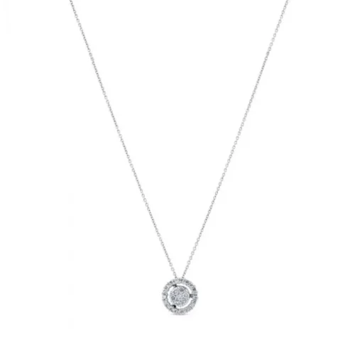 Colgante de oro blanco con círculo y orla de pavé de diamantes