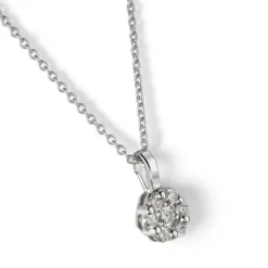 Colgante de oro blanco con diamantes y engaste invisible 0.12 quilates